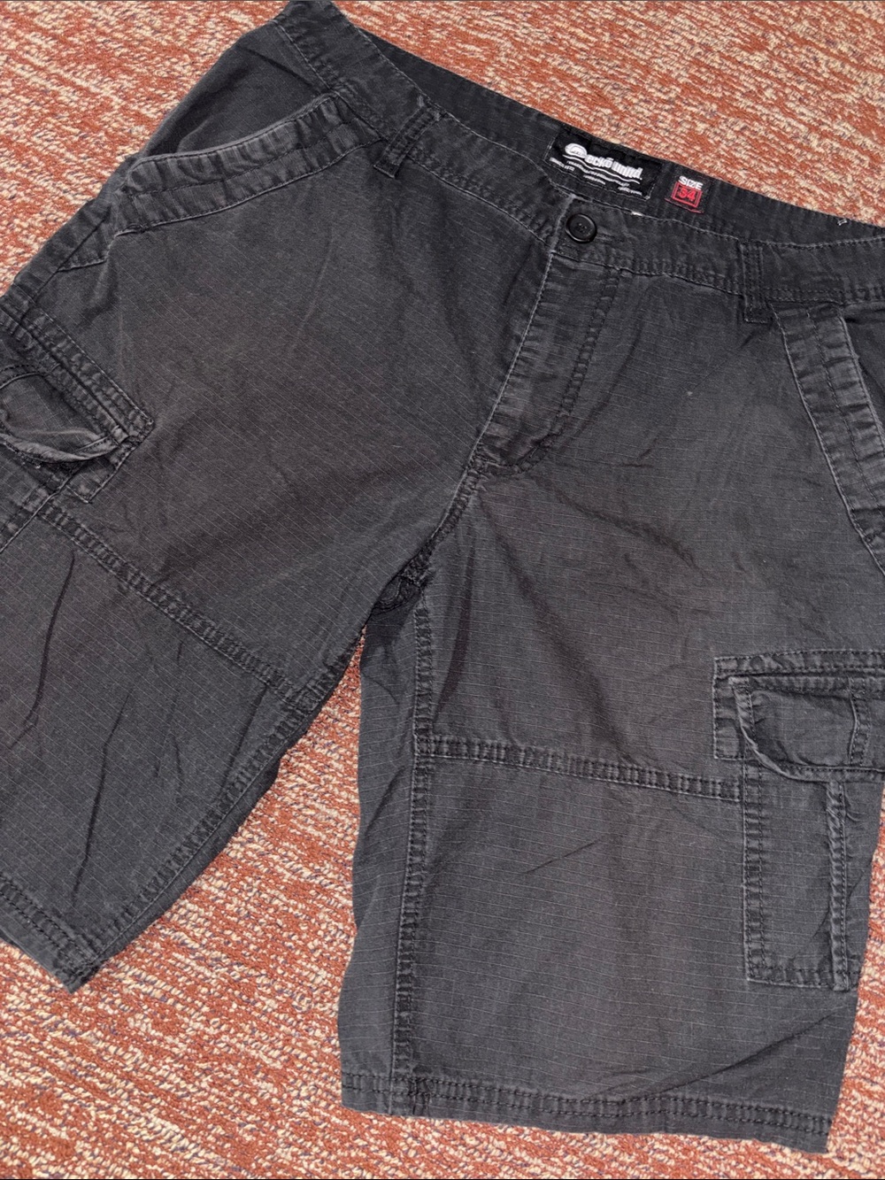 Ecko Unlimited cargo shorts men’s Y2K casual black utility short 100% cotton 34